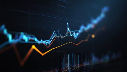 Financial data graph on dark screen