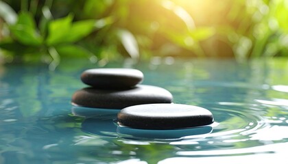 Smooth stones on water, tranquil scene