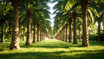 Obraz premium Palm tree avenue in sunlight