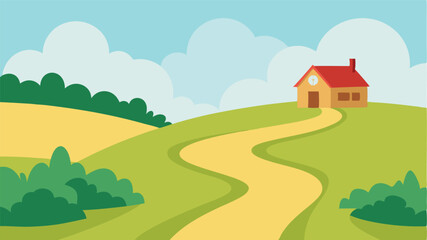 rural landscape with house and road