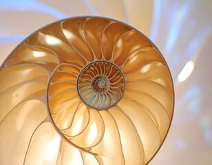 Obraz premium Detailed nautilus shell, intricate spiral