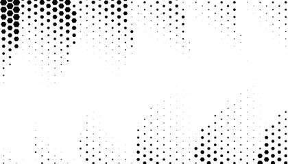 Black and white abstract geometric pattern with halftone effect for sporty background and jersey design. Hexagon shape. Vector Format Illustration 
