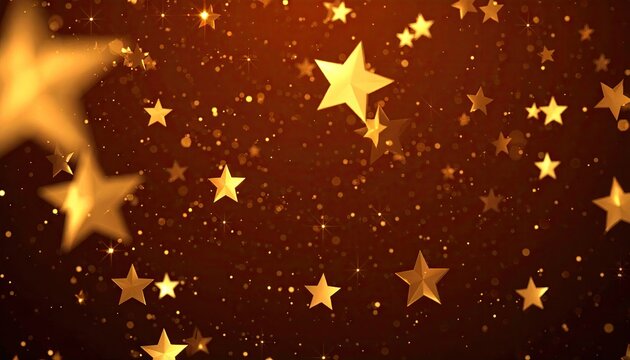 Golden stars falling on a warm brown background