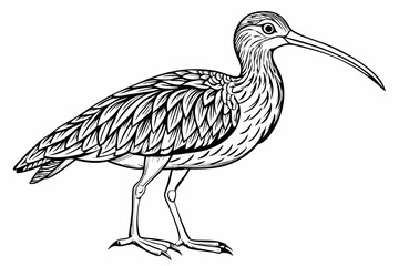 coloring page line art the curlew black vector