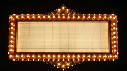 Vintage Theater Marquee Sign With Warm Golden Lights
