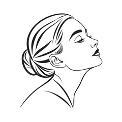 Minimal Line Art Portrait,  Minimalist line art woman face