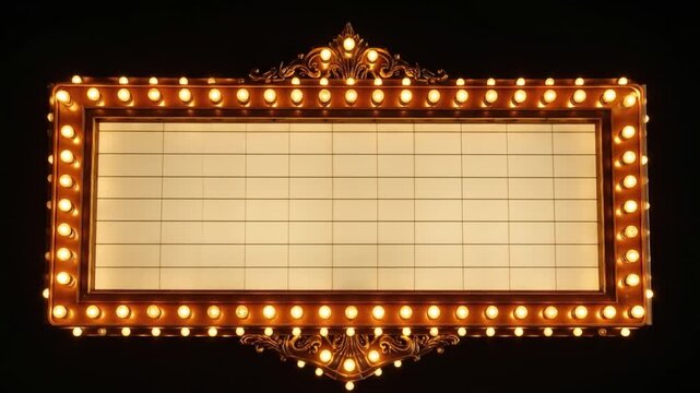 Vintage Theater Marquee Sign With Warm Golden Lights
