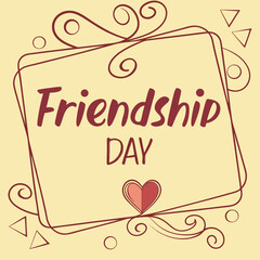 Minimalist Friendship Day Greeting with Heart and Abstract Frame – Vector Art
