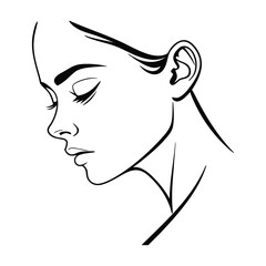 Minimal Line Art Portrait,  Minimalist line art woman face