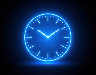 Neon clock graphic on dark background