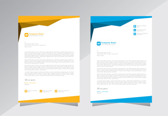 corporate modern letterhead design template with yellow and blue color, creative modern letterhead design template for your project. letterhead, letter head, Business letterhead design.