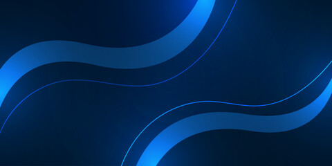Abstract blue background with glowing lines and curves. Futuristic modern backdrop design for business, presentation, ads, banner