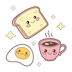 Kawaii breakfast food set 