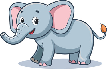 Fototapeta premium Cute Baby Elephant Cartoon Illustration with Big Ears and Friendly Smile