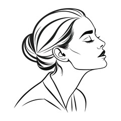 Minimal Line Art Portrait,  Minimalist line art woman face