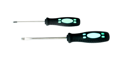 Two Black Screwdrivers with Glowing Blue Accents