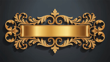 Ornate golden banner with baroque scrollwork on dark background
