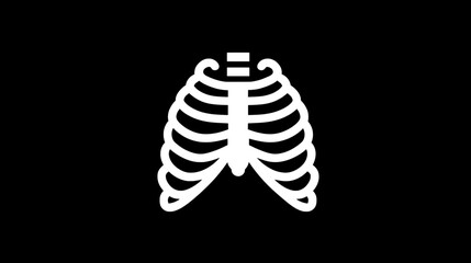 Minimalist Human Rib Cage X-Ray Silhouette Icon

