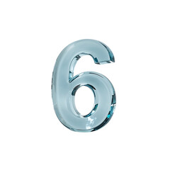 Translucent numeral six on isolated transparent background elegant and sleek design perfect for