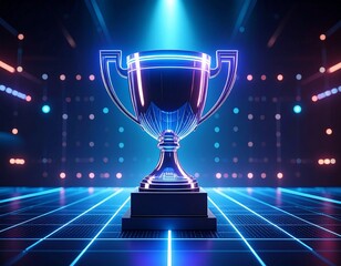 Trophy award winner prize achievement champion neon