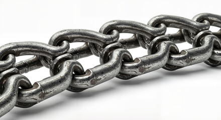 Fototapeta premium Metal chain link for strength and durability on a white background