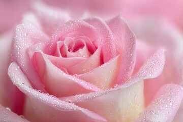 Pink rose with dewdrops in soft focus flower