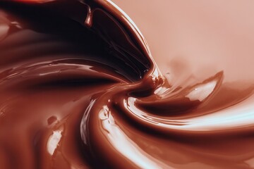 Swirling smooth melted chocolate closeup