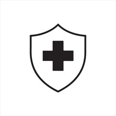 Obraz premium Medical Protection Cross Shield Icon