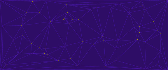 Geometric Network Design on Dark Purple Background With Orange Dot Connections