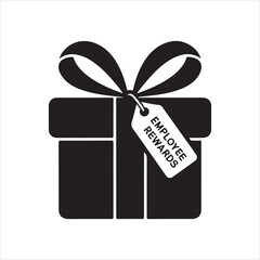 Employee Rewards Gift Icon &ndash; Black Present Box with Tag and Bow
