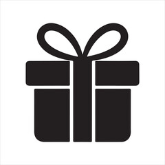 Gift Box Icon &ndash; Solid Black Present Vector with Bow