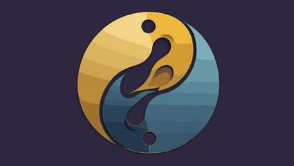 Stylized yin-yang symbol with modern design and contrasting colors