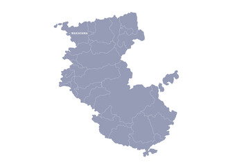 グレー色の日本地図, 和歌山県の行政区分付き地図, Gray colored map of Japan, Wakayama