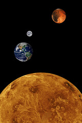 planet Venus, earth, Moon, Mars in space © allen