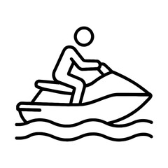 Jet Ski Rider on Watercraft Icon for Watersports and Outdoor Recreation