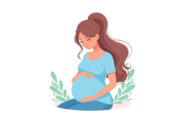 a pregnant woman flat vector design, isolated on a white background