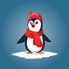 penguin with christmas hat