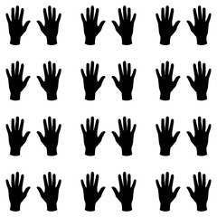 A seamless pattern of human hand silhouettes, featuring a pair of open palms.