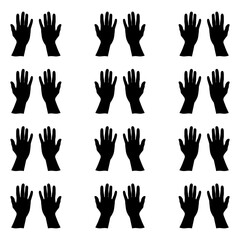 Fototapeta premium A seamless pattern of human hand silhouettes, featuring a pair of open palms.