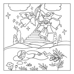 Jacob's magical dream, a biblical story for coloring 
