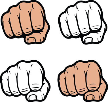 Illustration featuring  fists are shown one silhouette one coloured vector