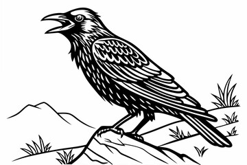 coloring page line art the lark bird black vector