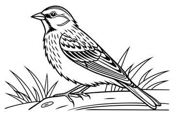 coloring page line art the lark bird black vector