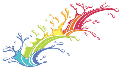 Rainbow Liquid Splash: Vibrant, Joyful, Abstract Vector Illustration for Design