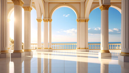 Fototapeta premium White and Gold Classical Architecture Ocean View