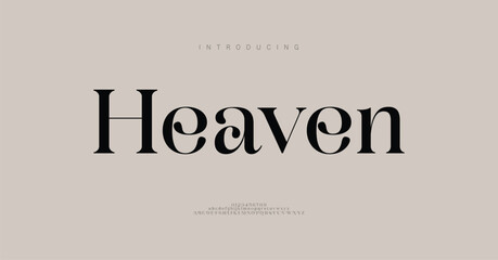 Heaven Logo Elegant Font. Luxurious Glamour Exclusive Regular Font. Uppercase Lowercase and Number. Minimal Fashion Design
