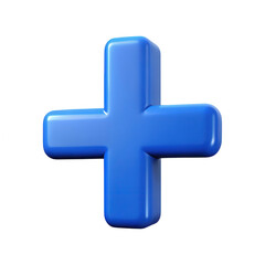 Obraz premium 3d blue plus symbol isolated on transparent background