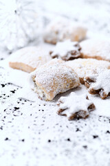 Christmas cookies on bright background. Soft focus. Close up.	