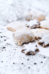 Christmas cookies on bright background. Soft focus. Close up.	