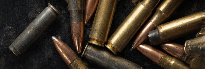 Ammunition on a dark surface